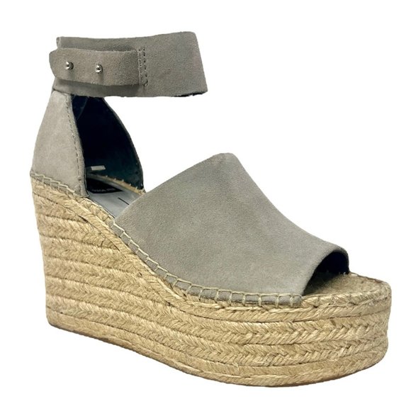 Dolce Vita Shoes - Dolce Vita Suede Espadrille Platform Wedges, Womens 7.5, Smoke Gray, Ankle Strap